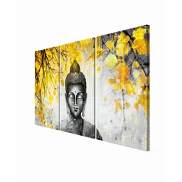 999store Blessed Multicolour Cotton Canvas Framed Spiritual Art Panel Set of 3 image 3