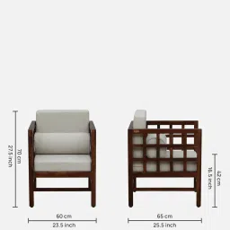 woodsworth from pepperfry Corinth Sheesham Wood 1 Seater Sofa In Provincial Teak Finish image 2