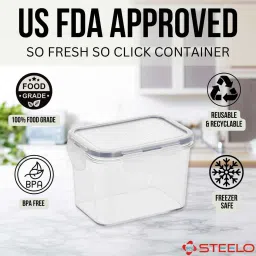 steelo Transparent Plastic (Set of 2) Soclick Rectangular Container Set 900 ml image 4