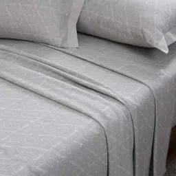 maspar Grey Geometric Print 300 TC Cotton King Size Bed Sheet with 2 Pillow Covers 24 Collection-picture-25