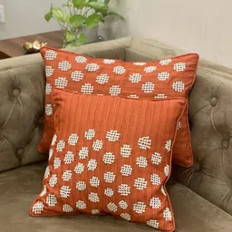 bells & whistles Rust Woven Cotton Silk 16 x 16 Inches Cushion Cover image 2