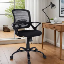 mintwud from pepperfry Kimura Mid Back Ergonomic Chair with Tilt Lock Mechanism in Black Colour image 1