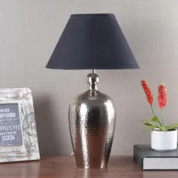 kapoor lampshades Frappe Black Cotton Shade Night Lamp With Mild Steel Base image 2