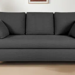 mintwud from pepperfry BIngo Fabric 3 Seater Sofa In Grey Colour image 1