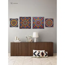 Nestroots Elegant Mandala Canvas Art Collection Wall Painting with White Floating Frame (Pack of 4) image 1