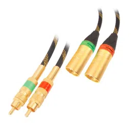 MX 2 RCA Plug To MX 2 x 3 Pin MIC Male Gold Plated Connector XLR Cord with Nylon Mesh 2 Meter (MX-3096) image 1