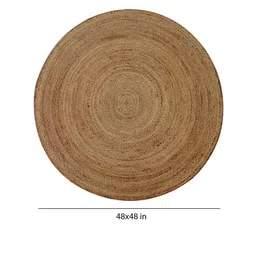 mric Beige Solid Jute 4 ft x 4 ft Hand Woven Round Carpet image 3