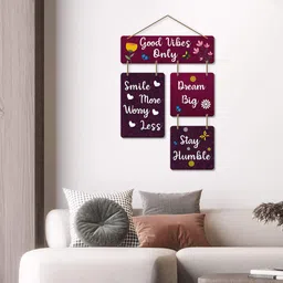vibecrafts Decorative Multicolour Engineered Wood Wall Hanging Quotes image 1