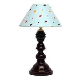 Alice Blue Fabric Shade Night Lamp With Wood Base By BrightDaisy image 5