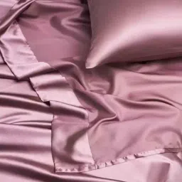 coolbeds Rose Gold Solid 400 TC Satin Single Fitted Bedsheet with 2 Satin Pillow covers image 4