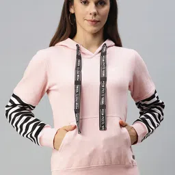 Campus Sutra Women Pink Printed Hooded Sweatshirt-picture-23