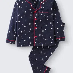 Nite Flite Boys Navy Blue & White Printed Night Suit-image-11