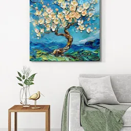 999Store Blue & Off White Cherry Blossom Canvas Wall Art-image-67