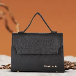 Fastrack Black Solid PU Regular Structured Handheld Bag-picture-12