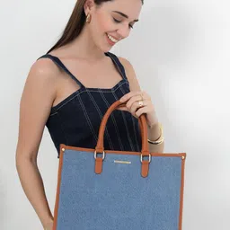 French Connection Women Denim Solid Structured Tote Bag-picture-21
