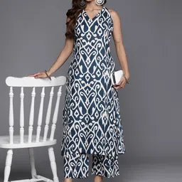 Varanga Ikat Printed Pure Cotton Kurta with Palazzos-picture-20