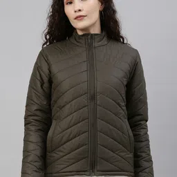 Campus Sutra Women Green Windcheater Outdoor Padded Jacket-image-96