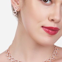 Zaveri Pearls Rose Gold-Plated CZ-Studded Jewellery Set-picture-25