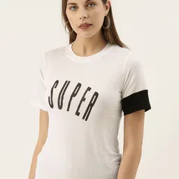 Campus Sutra Women White Printed Round Neck T-shirt-image-37