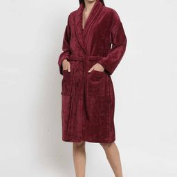 MYTRIDENT Women Maroon Solid Bath Robe 8904266236697-picture-6