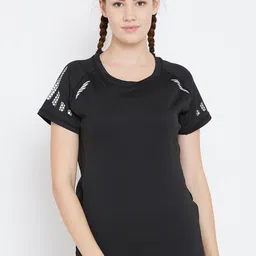 Camey Women Black Solid Round Neck T-shirt-picture-39