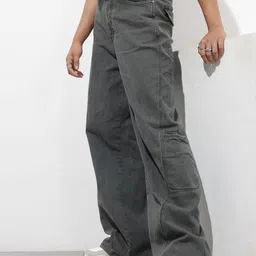 The Roadster Life Co. Women Wide Leg Baggy Fit Light Fade Stretchable Jeans-image-82