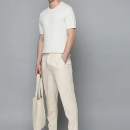 ether Kora Collection Men Off White Solid Pure Cotton Sustainable Trousers-picture-20