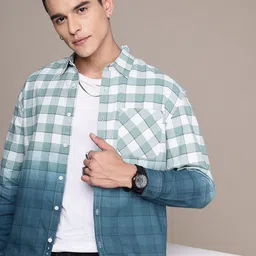 The Roadster Life Co. Pure Cotton Opaque Checked & Ombre Effect Relaxed Fit Casual Shirt-picture-29