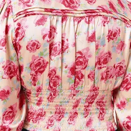 DressBerry Romantic Roses Satin Belted Smocked Crop Top image 2