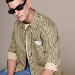 The Roadster Life Co. Pure Cotton Relaxed Fit Striped Casual Shirt-image-5