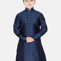 SG YUVRAJ Boys Navy Blue Solid Straight Kurta-picture-29