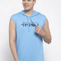 Friskers Men Blue Printed Hood T-shirt-picture-34