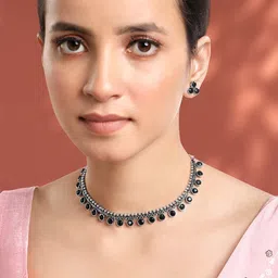 Peora Silver-Plated Stone-Studded Jewellery Set-picture-14