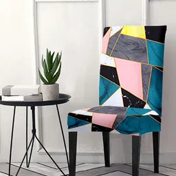 Cortina Teal & Grey Geometric Printed Chair Cover-picture-10