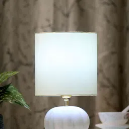 POSH-N-PLUSH White Solid Pumpkin Marble Table Lamp with Shade-image-13