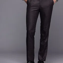 Raymond Men Checked Slim Fit Formal Trousers-image-73