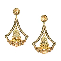 DESI COLOUR Gold-Toned Handcrafted Contemporary Drop Earrings-picture-39