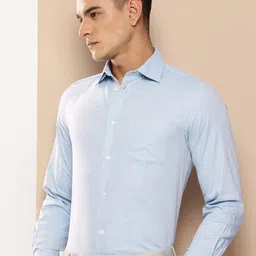 INVICTUS Slim Fit Micro Checks Opaque Pure Cotton Formal Shirt-image-83