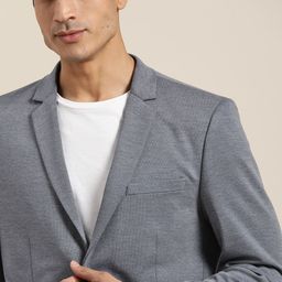 INVICTUS Men Grey Solid Single-Breasted Slim Fit Smart Casual Blazer-picture-12