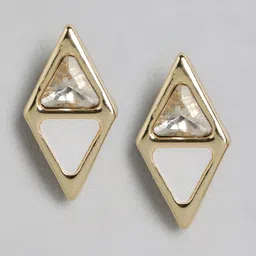 Forever New Gold Plated Artificial Stones & Beads Studded Geometric Studs Earrings-image-53