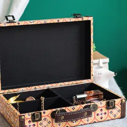 Chumbak Beige & Blue Printed Desk Organiser image 1