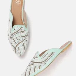 House of Pataudi Women Ethnic Embellished Mules-picture-20