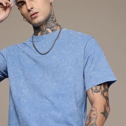 R.Code by The Roadster Life Co. Washed Effect Tie & Dye Printed Relaxed Fit T-shirt-picture-47