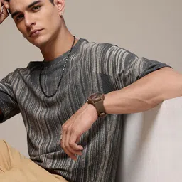 R.Code by The Roadster Life Co. Men Striped Relaxed Fit T-shirt-picture-31