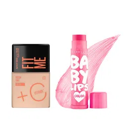 Maybelline New York Fit Me SPF 50 Fresh Tint 30ml- 03 & Baby Lips Balm 4g- Pink Lolita image 1
