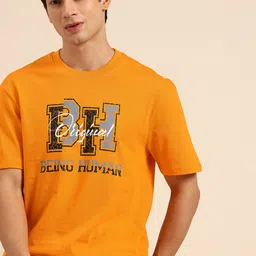 Being Human Pure Cotton Brand Logo Printed Relaxed Fit T-shirt-picture-37