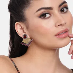 AITIHYA Gold-Plated Artificial Stones Geometric Studs-picture-19
