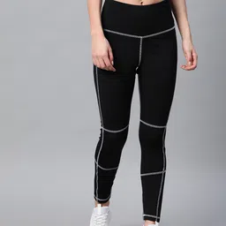 Reebok Women Black Solid WOR Detail HR 7/8 Tights-image-21