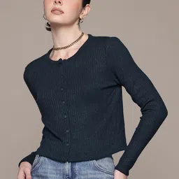 MANGO Round Neck Long Sleeves Ribbed Cardigan-picture-39