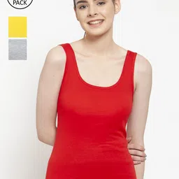 Friskers Women Pack Of 3 Multicoloured Solid Tank Tops-picture-22